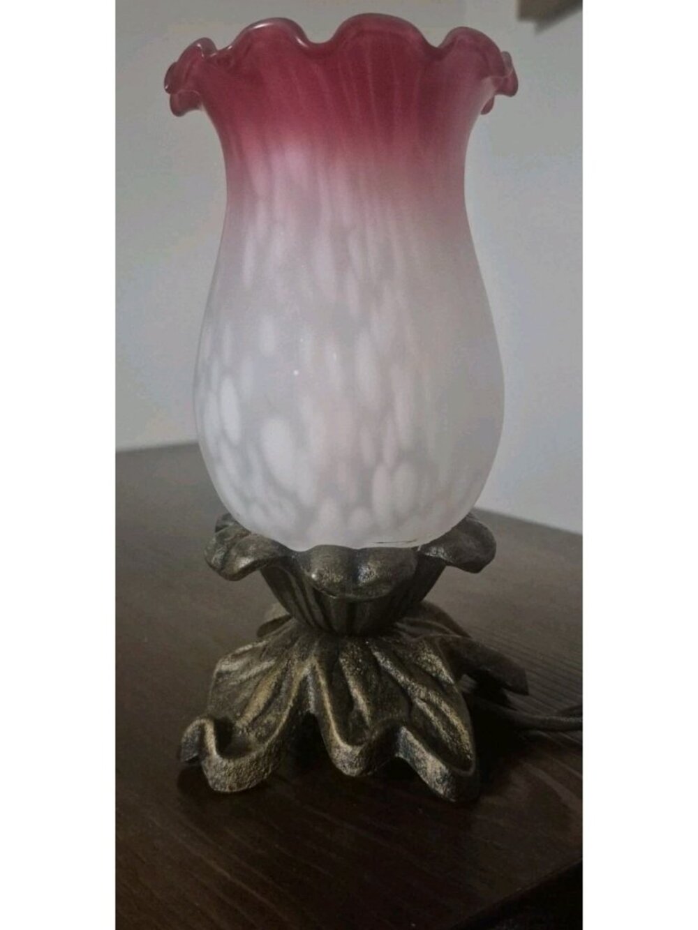 Andrea by Sadek Vintage Pink Spotted Porcelain Orchid 7-inch Lamp Cast Iron Base